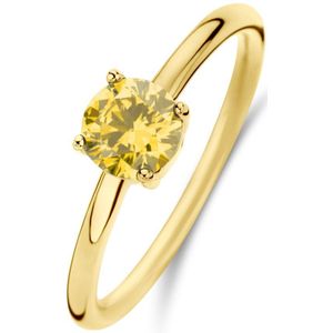 New Bling 9NB-0887-54 Zilveren Ring - Dames - Zirkonia - Rond - 6 mm - Geel - Maat 54 - 1,76 mm - Zilver - Gold Plated (Verguld/Goud op Zilver)