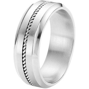 Lucardi Heren Ring kabel - Ring - Moederdag Cadeautje - Staal - Zilverkleurig