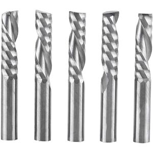 Schacht Wolfraam Carbide Enkele Fluit End Mills - 5 stuks - CNC Router Frezen Bits voor Hout Aluminium Staal