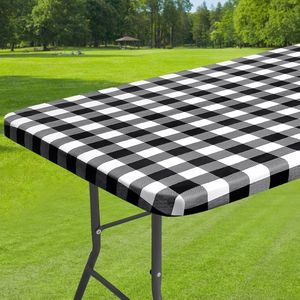 Waterdicht Rechthoekig Tafelkleed met Elastische Randen - Afveegbare PVC Tafelhoes voor Eetkamer, Keuken, Picknick en Feest