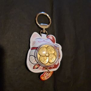 Kawaii - Sleutelhanger Chinese gelukskat met gouden bloem (Kawaii, animé & manga)