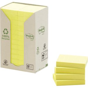 Memoblok 3m post-it 653 38x51mm recycle geel | Pak a 24 stuk