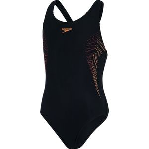 Speedo Plastisol Placement Muscleback Meisjes - Zwart / Oranje - maat 128