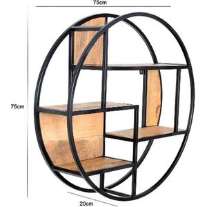 Koloniaal Teakhuis -wandrek- rond- industrieel-mangohout-Rond 75cm