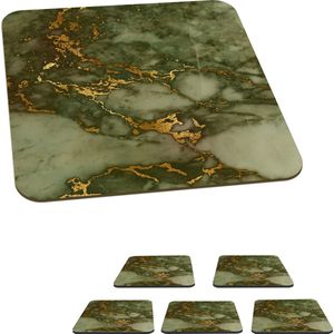 Onderzetters voor glazen - Marmer - Patronen - Goud - 10x10 cm - Glasonderzetters - 6 stuks