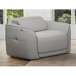 Vente-unique Elektrische relaxfauteuil van lichtgrijze geweven stof OZARTO L 121 cm x H 77 cm x D 107 cm