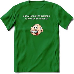 Abraham onze klusser T-Shirt | Grappig Abraham 50 Jaar Verjaardag Kleding Cadeau | Dames – Heren - Donker Groen - L