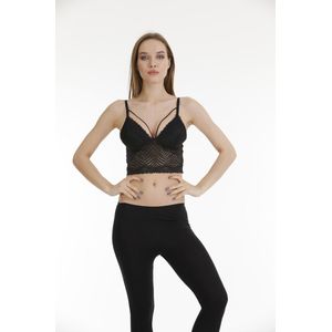 AMARANTA-Dames Lace Bralette Met Floral Lace Bra -Verstelbare Schouderband-Zwart 85B