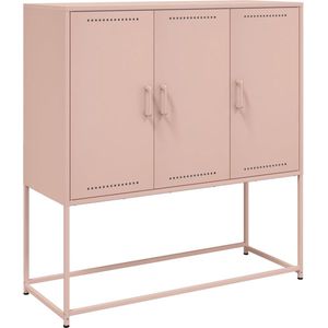 vidaXL - Hoge - kast - 100,5x39x107 - cm - staal - roze