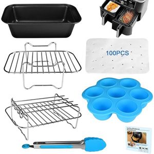 Accessoires voor Airfryer Dubbele Mand, 7 stuks compatibel voor Ninja Foodi AF300EU AF400EU, Princess 182074 8L, geschikt voor Air fryer dual basket 7.6-9.6L