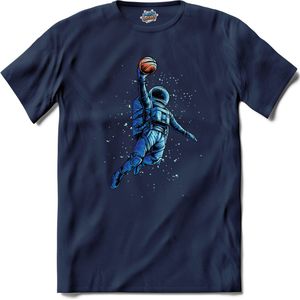 Astronaut Met Basketbal | Ruimte - Astronaut - Basketbal - T-Shirt - Unisex - Navy Blue - Maat 3XL