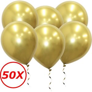 Luxe Chrome Ballonnen Goud 50 Stuks - Helium Ballonnenset Metallic Gold Feestje Verjaardag Party
