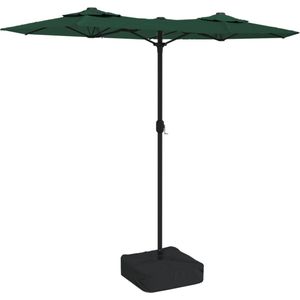 vidaXL Parasol - Dubbel Dak - 316x240 cm - Groen Dubbele Parasol - Parasol Tuin - Zonnezegel - Buitenschilderij - Tuinaccessoires