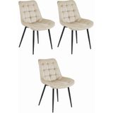 BERA stoel - beige fluweel/zwarte poten x 3