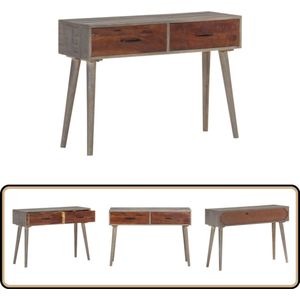vidaXL Wandtafel - 110x35x75 cm - Mangohout - Grijs Consoletafel - Houten Consoletafel - Mango Wood Furniture - Vintage Kast - Entreebank