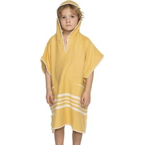 Kinder Strandponcho Hamam Mustard Yellow - 8-9 jaar - - jongens/meisjes/unisex pasvorm - poncho handdoek voor kinderen met capuchon - zwemponcho - badcape - badponcho