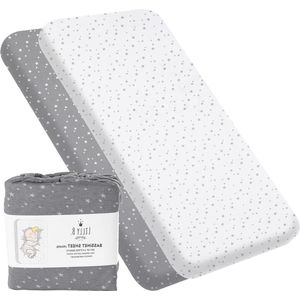 Biologisch katoenen hoeslakens compatibel met Next2me Snuzpod - set van 2 - 90 x 55 cm - sterren