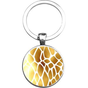 Sleutelhanger Glas - Giraffeprint Goud