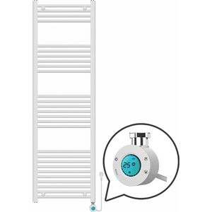 Handdoekradiator Elektrisch met Digitale Thermostaat - Radiator Badkamer - 1600 × 500 mm - Mat wit - 700 Watt