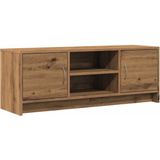 vidaXL - Tv-meubel - 102x30x37,5 - cm - bewerkt - hout - artisanaal - eikenkleur