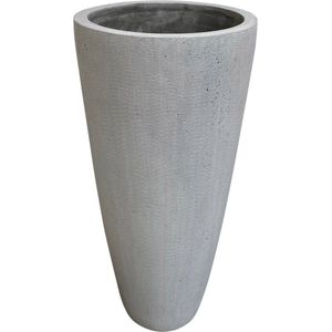 In & Out Deco bloempot fiberstone betonlook grijs hoog 100 cm voor binnen en buiten
