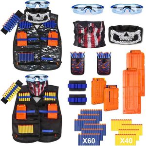 Zacro NERF Tactical Vest - 2 pack - met Tactisch Masker en Veiligheidsbril - 120 x Pijltjes Kogels - Geschikt voor Nerf Guns - voor 7-13 jaar Jongens Meisjes Speelgoed Cadeau