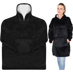 Oneiro's Luxe XXL SNUGGIE HOODIE Black - plaid - plaid met armen - deken met armen - wonen - kerst- sinterklaas - premium - hoodie blanket