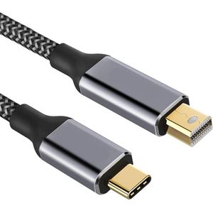 USB C naar Mini DisplayPort kabel - 3840 x 2160 (60Hz) - Nylon mantel - Grijs - 0.5 meter - Allteq