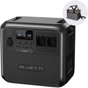 BLUETTI AC180 draagbare stroomgenerator, 0-80% in 45 min, 1152Wh LiFePO4-batterij met 2 stopcontacten 1800W (2700W piek), draagbaar energiestation voor kamperen, reizen, stroomuitval