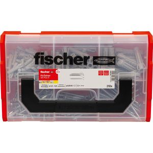 fischer FixTainer pluggenset - SX Plus pluggen 6,8 en 10mm met schroeven - krachtige plug voor volle en geperforeerde ondergronden - 210 stuks