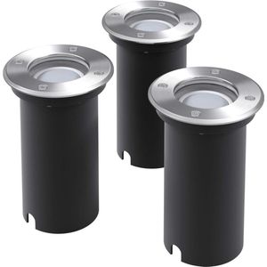 VidaXL LED Grondspots Buiten Rond 3 St - Verlichting voor Buiten