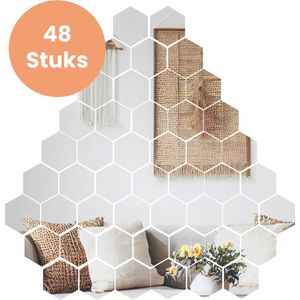 Plakspiegel - 24 stuks - Hexagon - Zelfklevende - Plakspiegels - Passpiegel - Deur - Spiegel - Spiegelfolie - Sticker - Zelfklevend