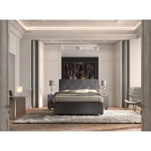 Boxspring 180x210 - Norma Shadow - Hotel Chique - Block - Vlak - Meegestoffeerd Pocket Matras - Incl. Topper