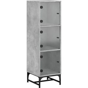 vidaXL Hoge kast met glazen deuren 35x37x120 cm betongrijs