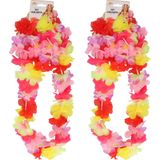 Toppers - Guirca Hawaii krans/slinger set - 2x - Tropische/zomerse kleuren mix - Hoofd/polsen/hals slingers
