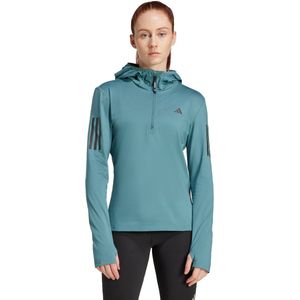 adidas Performance Own The Run Winterized Hoodie Met Halve Rits - Dames - Groen - M
