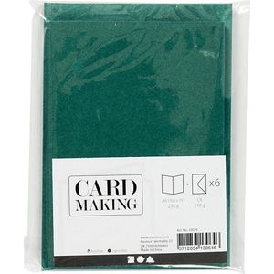 Kaarten en enveloppen, afmeting kaart 10,5x15 cm, afmeting envelop 11,5x16,5 cm, 110+230 gr, donkergroen, 6 set/ 1 doos