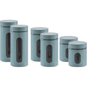Zeller - 6x keuken voorraadpotten rvs - 3 formaten 600/900/1200 ml