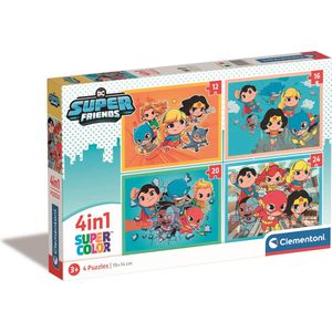 Clementoni - DC Superfriends Legpuzzel - DC Superfriends Kinderpuzzel - 4 Puzzels van 12 tot 24 Stukjes - 3-6 jaar