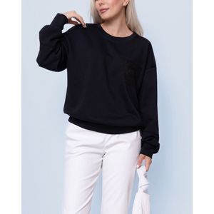 Dames Sweater Ronde Hals Chastar - Zwart - L/XL (40-42)