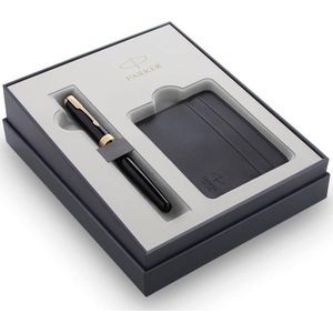 Parker giftbox Sonnet vulpen + kaarthouder, zwart GT