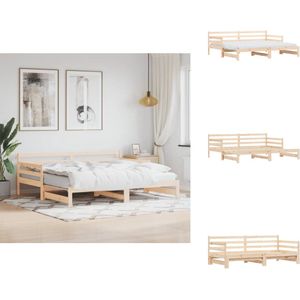 vidaXL Slaapbank Met Onderschuifbed - Slaapbanken Met Onderschuifbedden - Slaapbank - Bedbank - Slaapbank met onderschuifbed 90x190 cm massief grenenhout