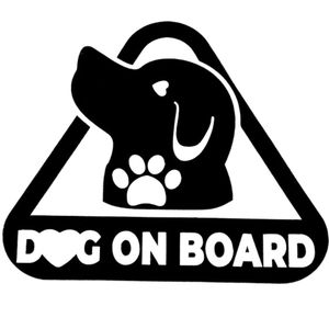 Dog On Board - Autosticker Hond - Grappige Auto Sticker Zwart - Hoogwaardig Vinyl - Autostickers Wrap Folie - universeel/alle automerken