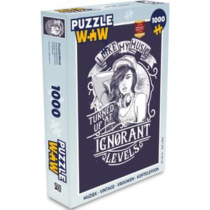 Puzzel Muziek - Vintage - Vrouwen - Koptelefoon - Legpuzzel - Puzzel 1000 stukjes volwassenen