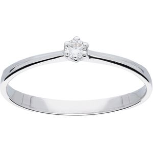 Glow ring met diamant solitaire - 1-0.05ct G/SI - witgoud 14kt - mt 50