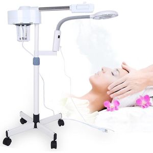 Professionele Vapozone Machine voor Schoonheidssalon - Gezichtsverzorging met 2-in-1 Vapozone - Esthetische Gezichtsstoom - 5X Lamp Esthetisch Vergrootglas op Staand .