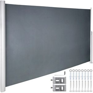 Huis-tuin online -160x300CM - Zijluifel - Intrekbaar - multifunctioneel - Terras - Scherm Hek - Privacy Scheidingswand - uv-bestendig - Waterdicht - vlamvertragend - Zonnescherm - Windscherm - Grijs