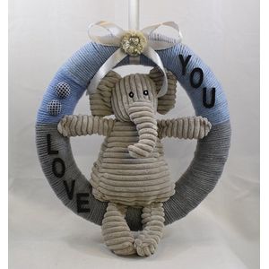 ZoeZo Design - Geboorte baby - kraamcadeau - geboorte krans - hangkrans - ""Olifant"" - Ø 40 cm - Handmade