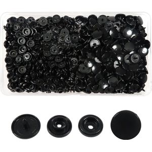 150 Sets Drukknopen Kunststof T5 12mm Zwart voor Accessoires Naaien Kleding DIY Craft Scrapbook