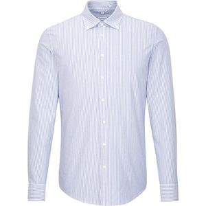 Seidensticker shaped fit overhemd - Oxford - blauw gestreept - Strijkvriendelijk - Boordmaat: 38